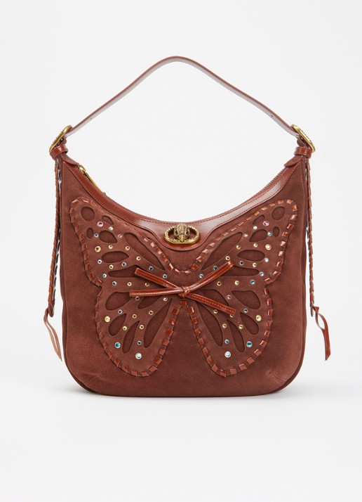 Kurt Geiger Chelsea hobo butterfly small schoudertas van suéde met leren details