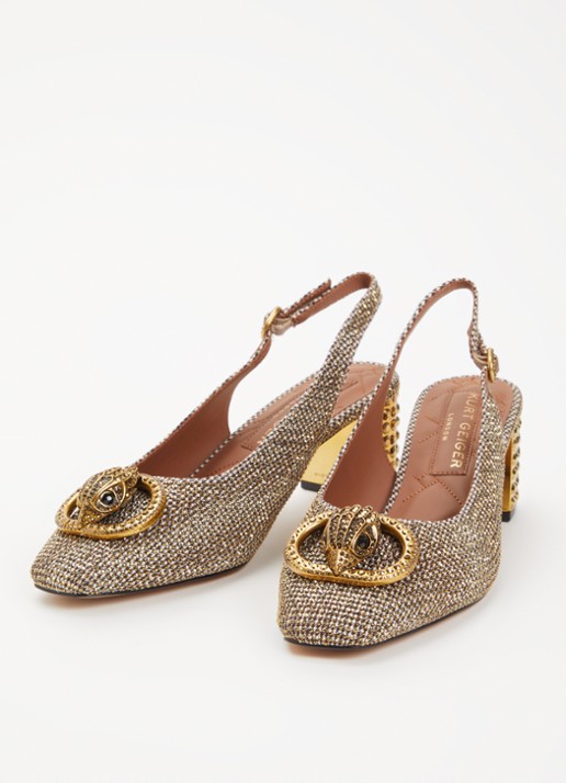 Kurt Geiger Chelsea slingback met strass - detail goud