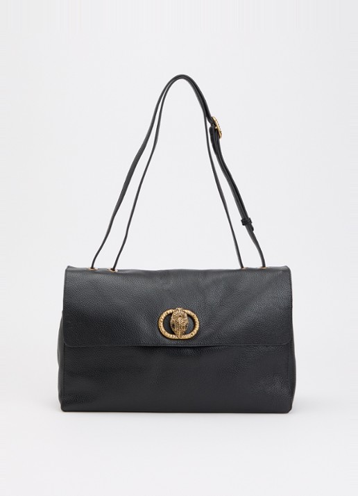 Kurt Geiger Chelsea Slouch Flap Large schoudertas van leer - voorkant 4 zwart