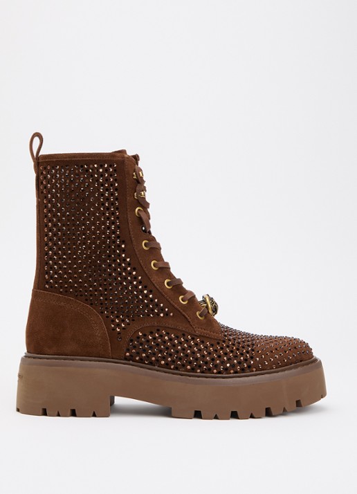 Kurt Geiger Chelsea veterboot van suède met strass