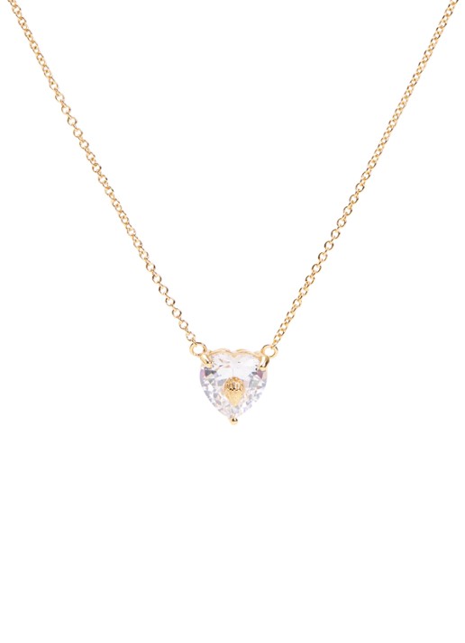 Kurt Geiger Crystal Heart ketting met kristal - voorkant 4 wit
