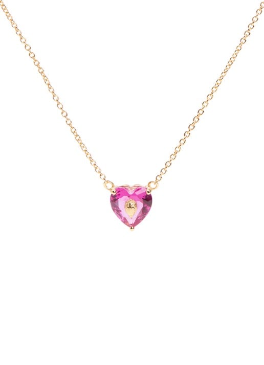 Kurt Geiger Crystal Heart ketting met kristal - voorkant 4 fuchsia