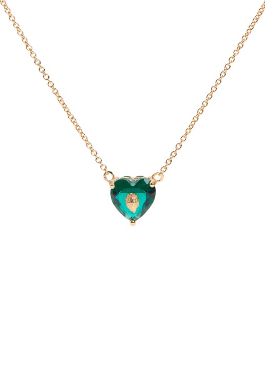 Kurt Geiger Crystal Heart ketting met kristal - voorkant 4 groen