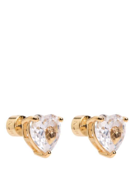 Kurt Geiger Crystal Heart oorknopjes met kristal - voorkant 2 wit