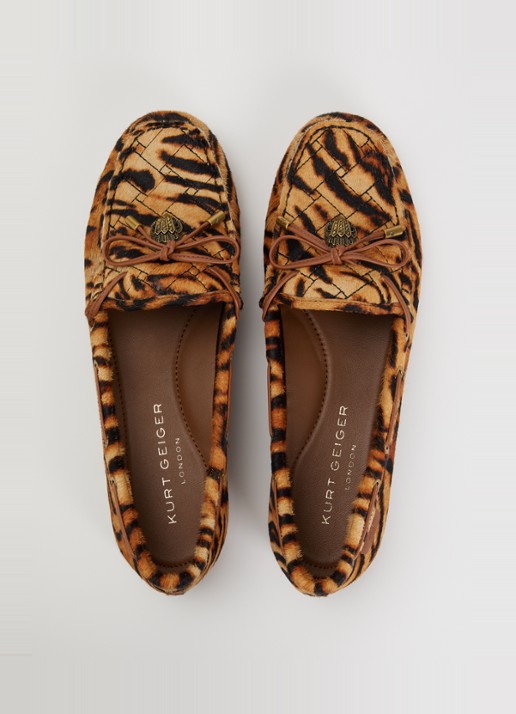 Kurt Geiger Eagle moccasin van leer met dierenprint - detail 4 camel