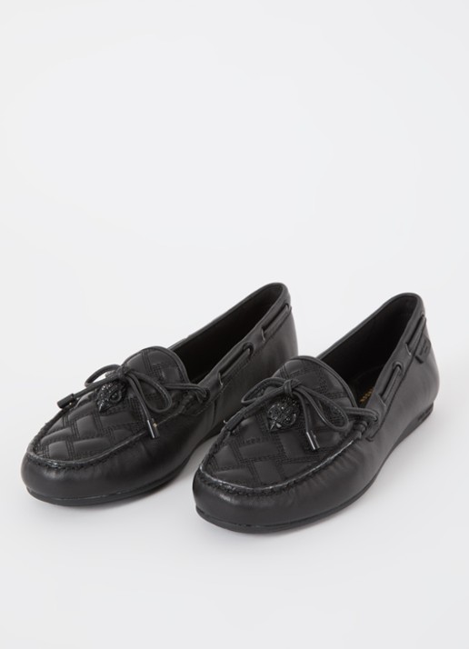 Kurt Geiger Eagle moccasin van leer met quilt patroon - detail 3 zwart