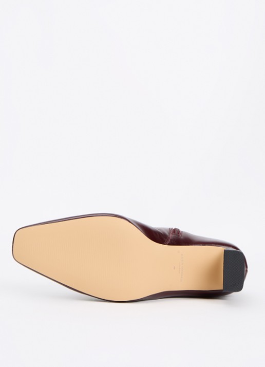 Kurt Geiger Eaton enkellaarsje van leer - detail 2 bordeauxrood