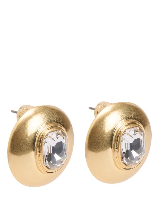 Kurt Geiger Emerald Dome oorstekers met kristal - voorkant goud