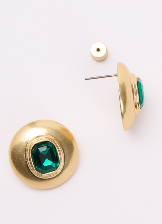 Kurt Geiger Emerald Dome oorstekers met kristal - voorkant 2 groen