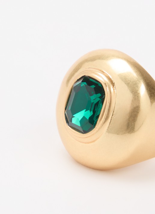 Kurt Geiger Emerald Dome ring met kristal - detail goud