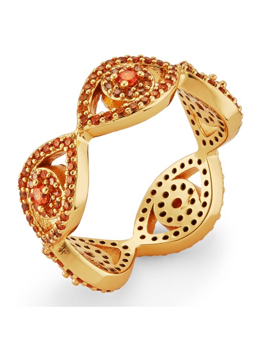 Kurt Geiger Evil Eye ring met kristal - voorkant oranje