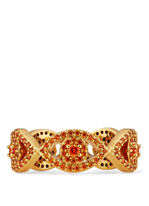 Kurt Geiger Evil Eye ring met kristal - voorkant 2 oranje