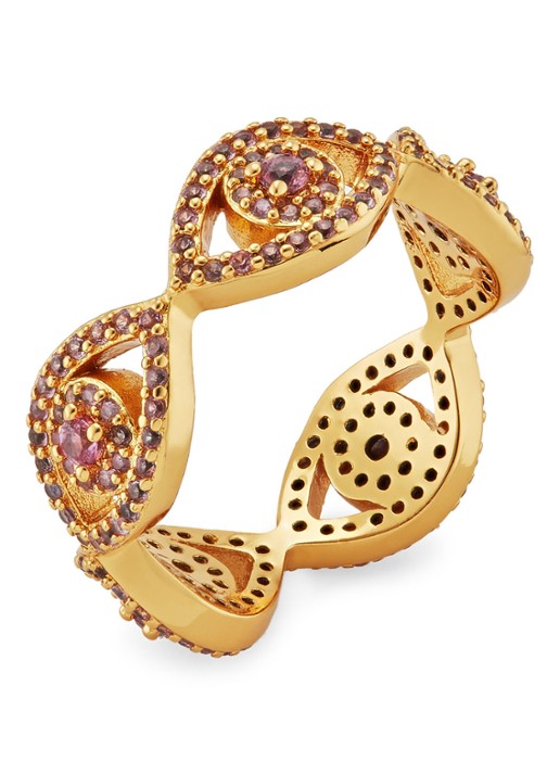 Kurt Geiger Evil Eye ring met kristal - voorkant paars