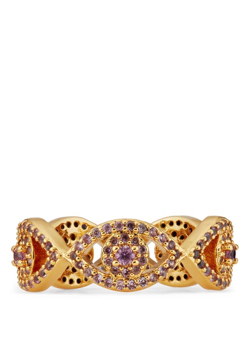 Kurt Geiger Evil Eye ring met kristal - voorkant 2 paars