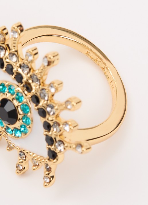 Kurt Geiger Eye Cocktail ring met kristal - detail goud