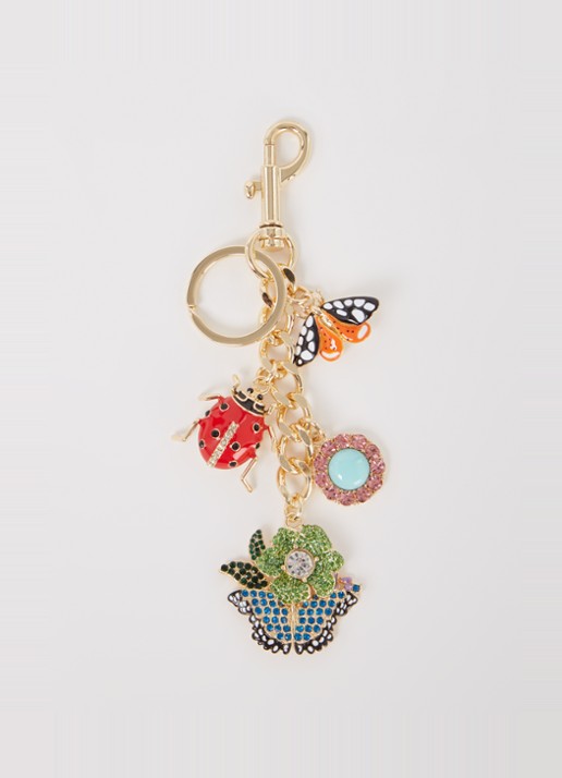 Kurt Geiger Floral Couture sleutelhanger - voorkant goud