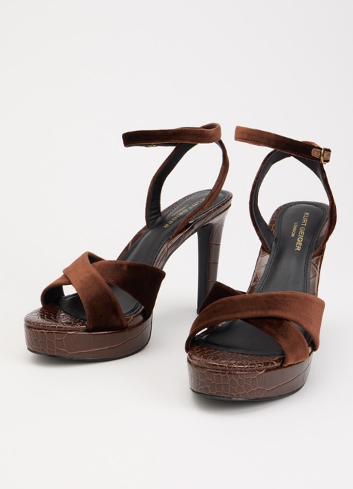 Kurt Geiger Gloria Cross sandalette met crocostructuur - detail 2 donkerbruin