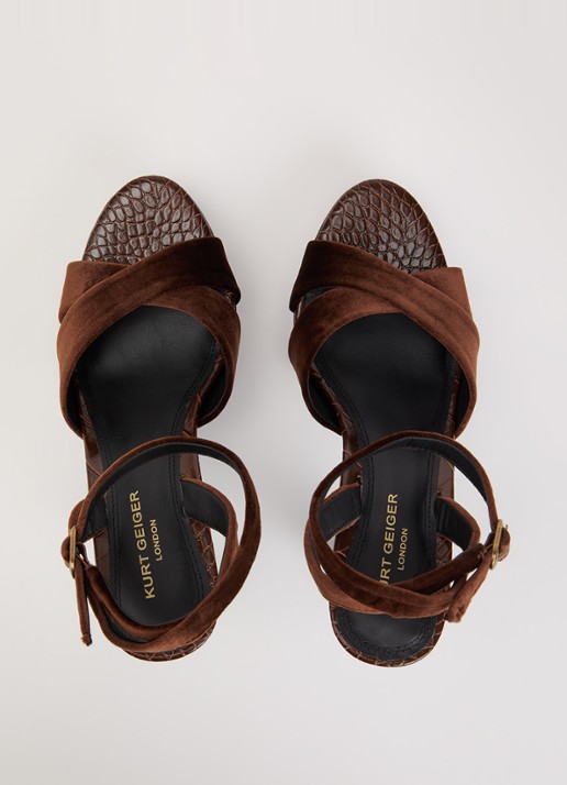 Kurt Geiger Gloria Cross sandalette met crocostructuur - detail 3 donkerbruin