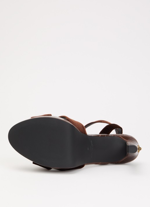 Kurt Geiger Gloria Cross sandalette met crocostructuur - detail 4 donkerbruin