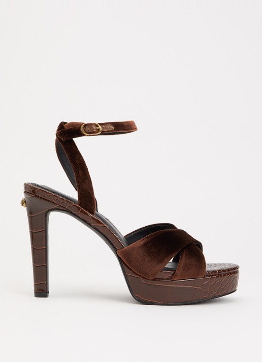 Kurt Geiger Gloria Cross sandalette met crocostructuur