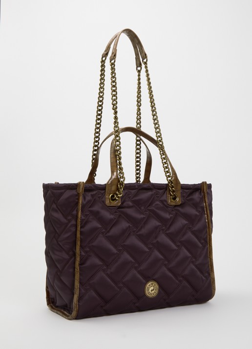 Kurt Geiger Hoxton shopper met quilt patroon  - achterkant bordeauxrood