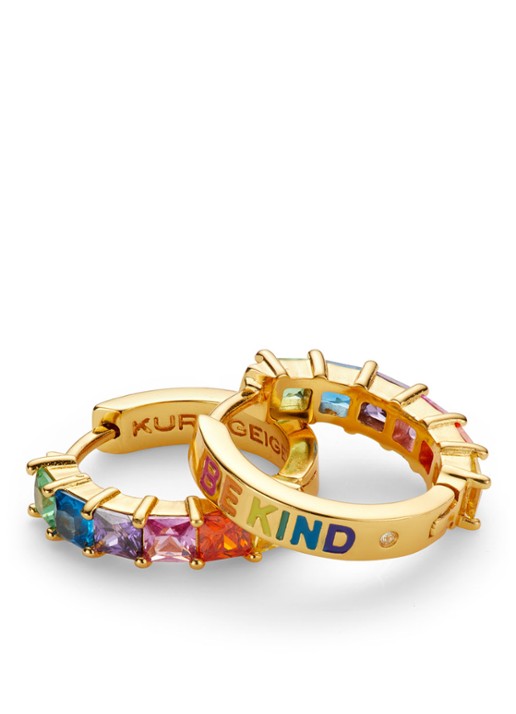 Kurt Geiger Huggie oorringen met kristal - voorkant 4 goud