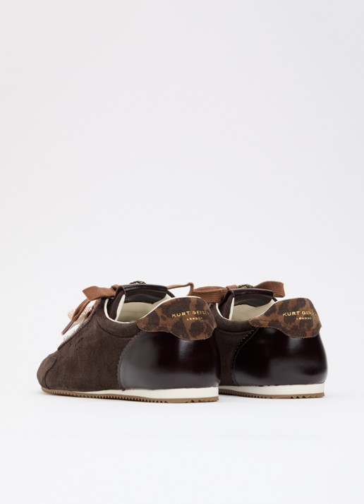 Kurt Geiger Islington sneaker van suède met details van leer - achterkant 5 donkerbruin