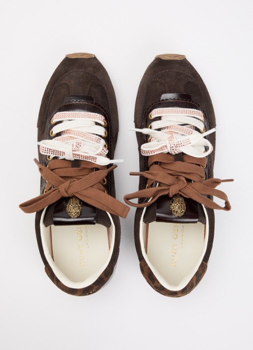 Kurt Geiger Islington sneaker van suède met details van leer - detail 2 donkerbruin
