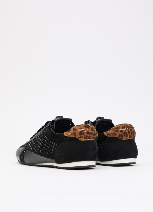 Kurt Geiger Islington sneaker van suède met strass en details van leer - achterkant 5 zwart