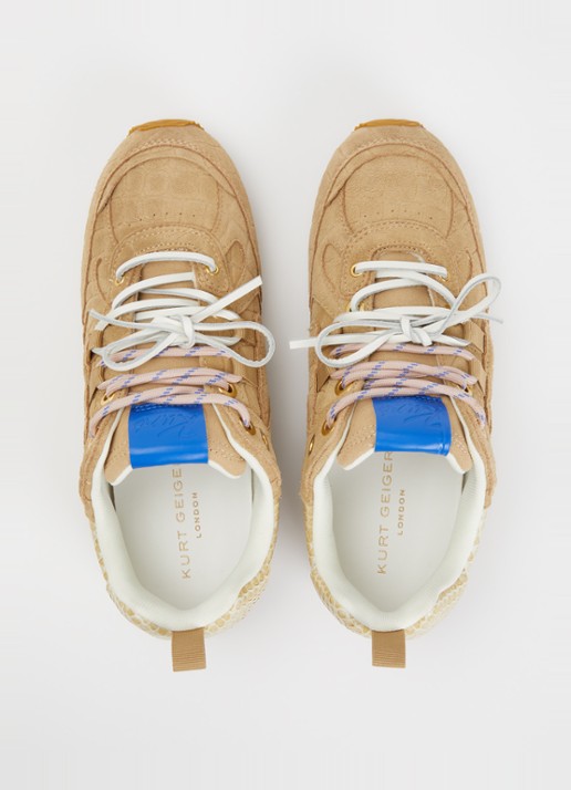 Kurt Geiger K Slim Runner sneaker van suède - detail 2 beige
