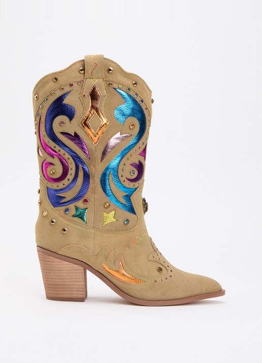 Kurt Geiger Kensington cowboylaars van suède met strass