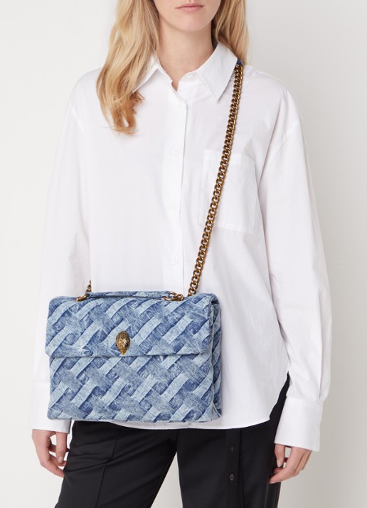 Kurt Geiger Kensington Large schoudertas van denim - voorkant 4 denim