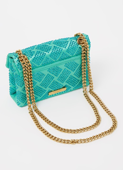 Kurt Geiger Kensington Mini schoudertas met strass - achterkant groen
