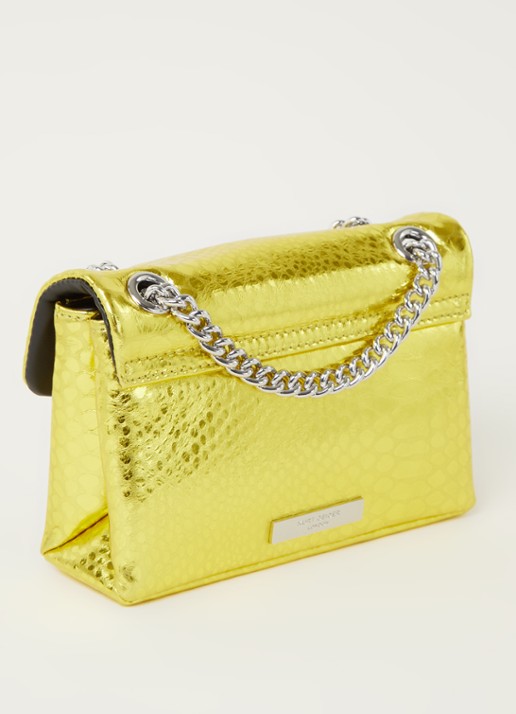 Kurt Geiger Kensington Mini X schoudertas van leer met metallic finish - achterkant 3 geel