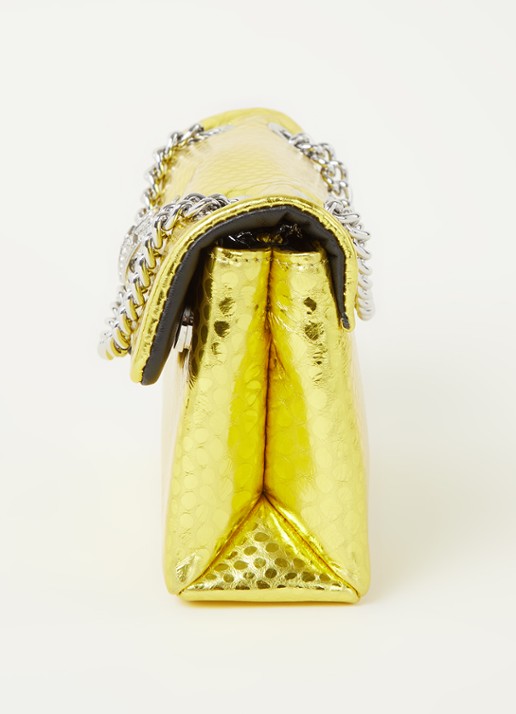 Kurt Geiger Kensington Mini X schoudertas van leer met metallic finish - detail 2 geel