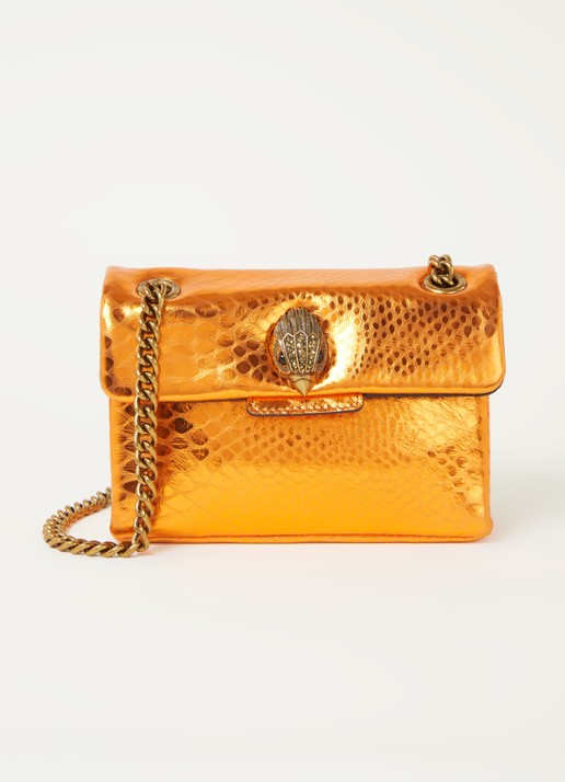 Kurt Geiger Kensington Mini X schoudertas van leer met metallic finish - voorkant oranje