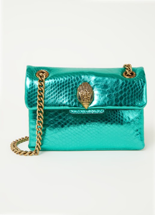Kurt Geiger Kensington Mini X schoudertas van leer met metallic finish - voorkant 4 groen