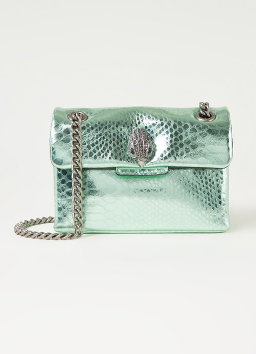 Kurt Geiger Kensington Mini X schoudertas van leer met metallic finish - voorkant 4 lichtgroen