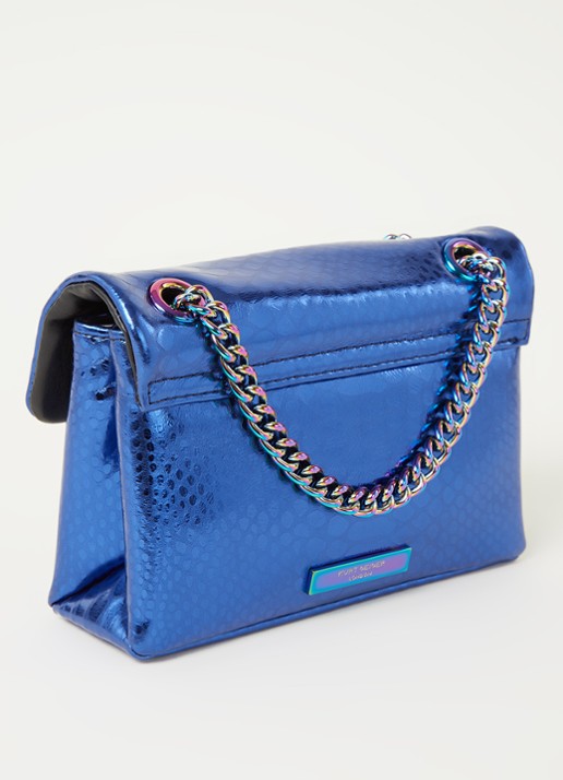 Kurt Geiger Kensington Mini X schoudertas van leer met metallic finish - achterkant 2 blauw