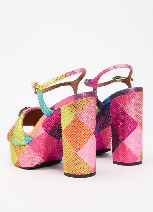 Kurt Geiger Kensington sandalette met strass  - achterkant 2 roze