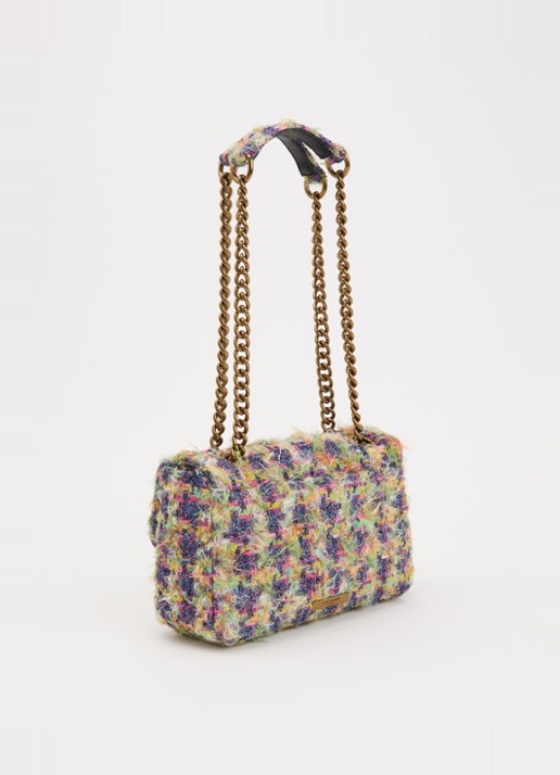 Kurt Geiger Kensington schoudertas met tweed-look en strass - achterkant 7 multicolor