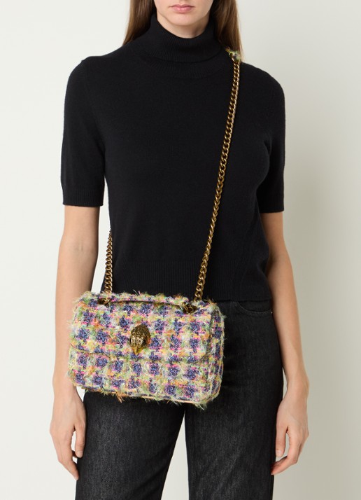Kurt Geiger Kensington schoudertas met tweed-look en strass - voorkant 3 multicolor