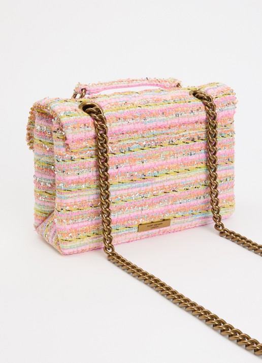 Kurt Geiger Kensington schoudertas met tweed-look - achterkant roze
