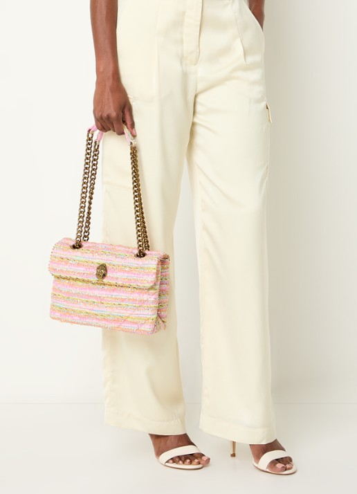 Kurt Geiger Kensington schoudertas met tweed-look - voorkant 4 roze