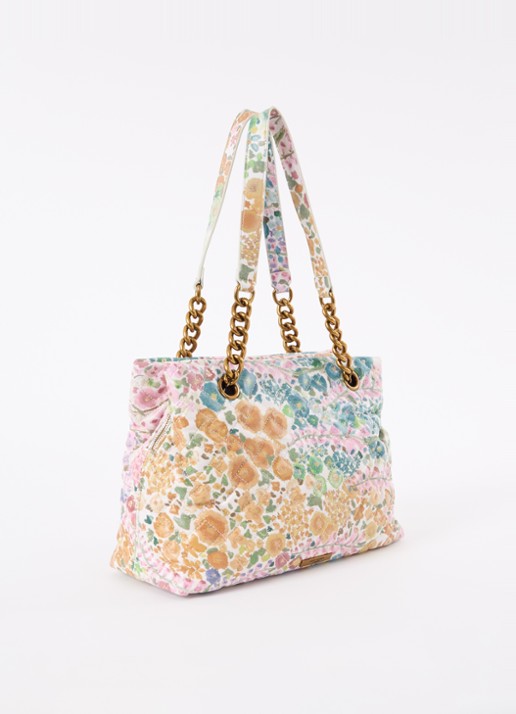 Kurt Geiger Kensington schoudertas van lamsleer met bloemenprint - achterkant 3 oudroze
