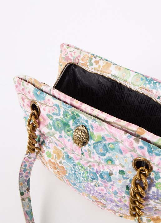Kurt Geiger Kensington schoudertas van lamsleer met bloemenprint - detail oudroze