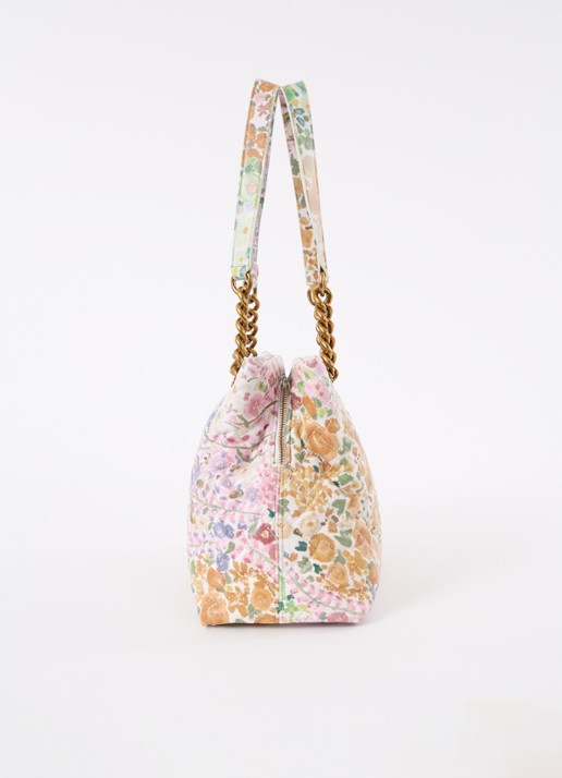 Kurt Geiger Kensington schoudertas van lamsleer met bloemenprint - detail 2 oudroze