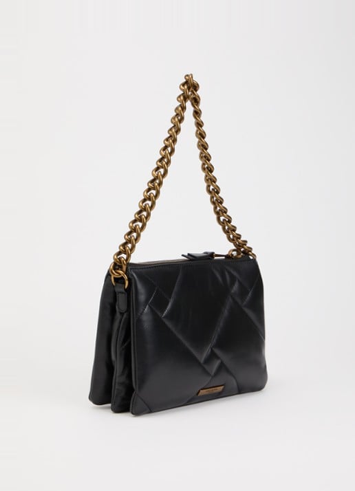Kurt Geiger Kensington schoudertas van leer met quilt patroon - achterkant 5 zwart
