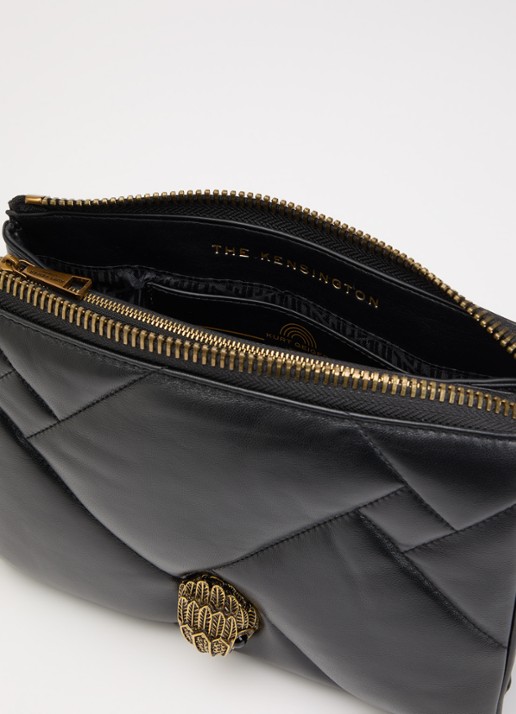 Kurt Geiger Kensington schoudertas van leer met quilt patroon - detail 2 zwart
