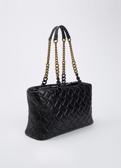 Kurt Geiger Kensington schoudertas van leer met quiltpatroon - achterkant zwart
